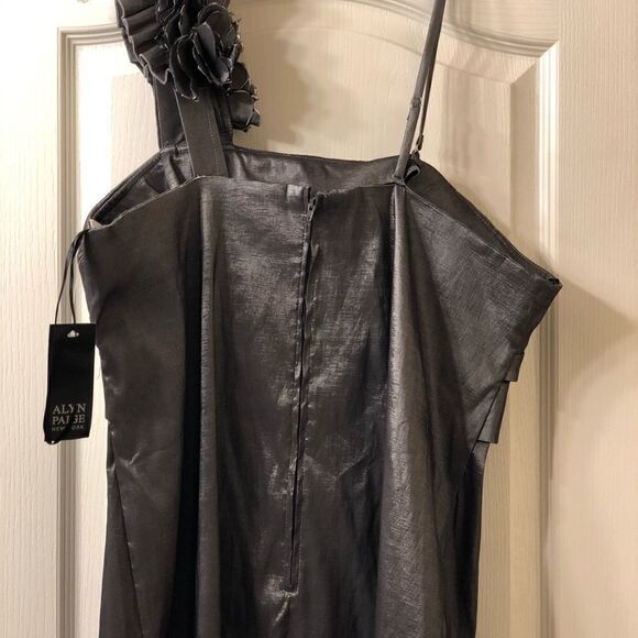 Ayln Paige dark grey metallic one shoulder dress sz 22 - Picture 2 of 3